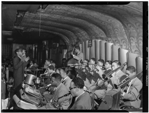 Portrait of Dizzy Gillespie band members